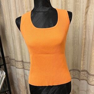 Joseph A Vibrant Orange Ribbed Tank Top